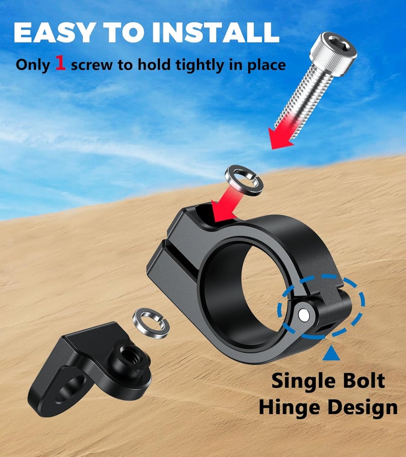 VAZESWIN ATV Whip Light Mount, Solid Aluminum Alloy Whip Flag Mount, 360° Rotating Adjustable Light Bar Mounting Bracket for ATV UTV Motorcycle 0.875"/1"/1.125"/1.26"/1.375" Handlebar Roll Bar (1 PC) - Image 4